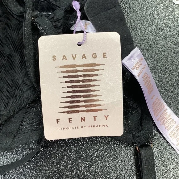 Savage X Fenty Black Floral Lace Lingerie NWT - Picture 4 of 5